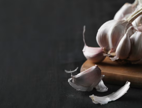 Garlic on a board